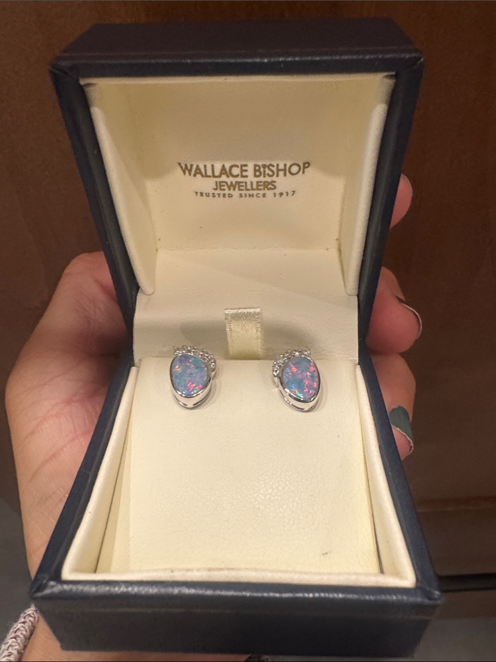 Opal and diamond earrings